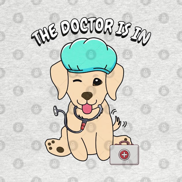 Cute retriever dog is a doctor by Pet Station